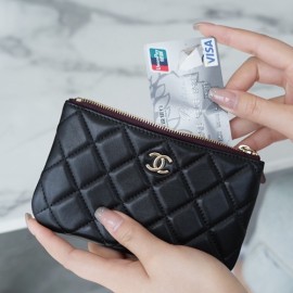 [TOP-TIER↑]CAHNEL 샤넬 클래식 램스킨 미니 파우치 지퍼 카드 코인 지갑