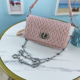 [커스텀급]MIUMIU 미우미우 크리스탈 클러치 라벨루쏘 핑크 숄더백 21cm